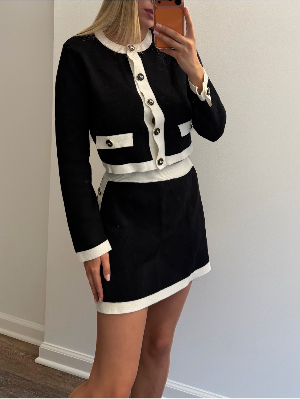Black & White Two-Piece Knit Set